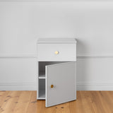 NNEDSZ PORTO BEDSIDE TABLE - WHITE - SLIM - ROUND BRASS