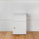 NNEDSZ PORTO BEDSIDE TABLE - WHITE - SLIM - ROUND BRASS