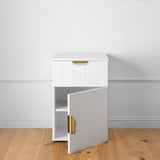 NNEDSZ PORTO BEDSIDE TABLE - WHITE - VJ PANEL - PULL BRASS