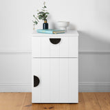 NNEDSZ PORTO BEDSIDE TABLE - WHITE - VJ PANEL - HALF MOON BLACK