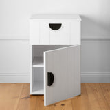 NNEDSZ PORTO BEDSIDE TABLE - WHITE - VJ PANEL - HALF MOON BLACK