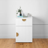 NNEDSZ PORTO BEDSIDE TABLE - WHITE - VJ PANEL - HALF MOON BRASS