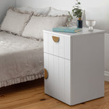 NNEDSZ PORTO BEDSIDE TABLE - WHITE - VJ PANEL - HALF MOON BRASS