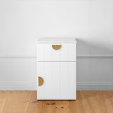 NNEDSZ PORTO BEDSIDE TABLE - WHITE - VJ PANEL - HALF MOON BRASS