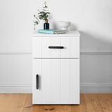 NNEDSZ PORTO BEDSIDE TABLE - WHITE - VJ PANEL - OVAL BLACK