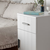 NNEDSZ PORTO BEDSIDE TABLE - WHITE - VJ PANEL - OVAL BLACK