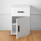 NNEDSZ PORTO BEDSIDE TABLE - WHITE - VJ PANEL - OVAL BLACK