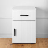 NNEDSZ PORTO BEDSIDE TABLE - WHITE - VJ PANEL - OVAL BLACK