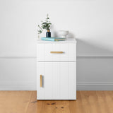 NNEDSZ PORTO BEDSIDE TABLE - WHITE - VJ PANEL - OVAL BRASS