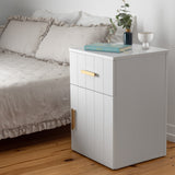 NNEDSZ PORTO BEDSIDE TABLE - WHITE - VJ PANEL - OVAL BRASS