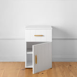 NNEDSZ PORTO BEDSIDE TABLE - WHITE - VJ PANEL - OVAL BRASS