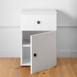 NNEDSZ PORTO BEDSIDE TABLE - WHITE - VJ PANEL - ROUND BLACK