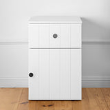 NNEDSZ PORTO BEDSIDE TABLE - WHITE - VJ PANEL - ROUND BLACK