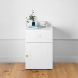 NNEDSZ PORTO BEDSIDE TABLE - WHITE - VJ PANEL - ROUND BRASS