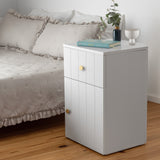 NNEDSZ PORTO BEDSIDE TABLE - WHITE - VJ PANEL - ROUND BRASS