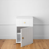 NNEDSZ PORTO BEDSIDE TABLE - WHITE - VJ PANEL - ROUND BRASS