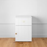 NNEDSZ PORTO BEDSIDE TABLE - WHITE - VJ PANEL - ROUND BRASS