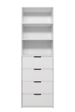 NNEDSZ GENEVA 3 SHELF 4 DRAWER BUILT IN WARDROBE - WHITE - FLUTED - PULL BLACK
