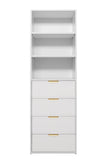 NNEDSZ GENEVA 3 SHELF 4 DRAWER BUILT IN WARDROBE - WHITE - FLUTED - PULL BRASS