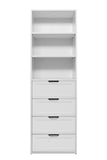 NNEDSZ GENEVA 3 SHELF 4 DRAWER BUILT IN WARDROBE - WHITE - HAMPTON - PULL BLACK