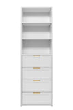 NNEDSZ GENEVA 3 SHELF 4 DRAWER BUILT IN WARDROBE - WHITE - HAMPTON - PULL BRASS
