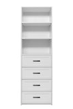 NNEDSZ GENEVA 3 SHELF 4 DRAWER BUILT IN WARDROBE - WHITE - HAMPTON - OVAL BLACK