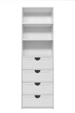 NNEDSZ GENEVA 3 SHELF 4 DRAWER BUILT IN WARDROBE - WHITE - HAMPTON - HALF MOON BLACK
