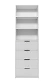 NNEDSZ GENEVA 3 SHELF 4 DRAWER BUILT IN WARDROBE - WHITE - SLIM - PULL BLACK