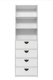 NNEDSZ GENEVA 3 SHELF 4 DRAWER BUILT IN WARDROBE - WHITE - SLIM - HALF MOON BLACK