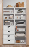 NNEDSZ GENEVA 3 SHELF 4 DRAWER BUILT IN WARDROBE - WHITE - SLIM - HALF MOON BLACK
