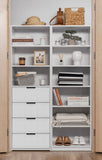 NNEDSZ GENEVA 3 SHELF 4 DRAWER BUILT IN WARDROBE - WHITE - VJ PANEL - PULL BLACK