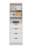 NNEDSZ MALMO 3 SHELF 4 DRAWER WALK IN WARDROBE  - WHITE - FLUTED - PULL BLACK