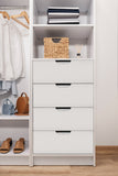 NNEDSZ MALMO 3 SHELF 4 DRAWER WALK IN WARDROBE  - WHITE - FLUTED - PULL BLACK