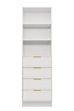 NNEDSZ MALMO 3 SHELF 4 DRAWER WALK IN WARDROBE  - WHITE - FLUTED - PULL BRASS