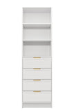 NNEDSZ MALMO 3 SHELF 4 DRAWER WALK IN WARDROBE  - WHITE - HAMPTONS - PULL BRASS