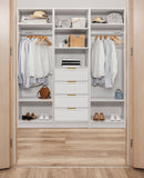 NNEDSZ MALMO 3 SHELF 4 DRAWER WALK IN WARDROBE  - WHITE - HAMPTONS - PULL BRASS