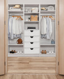 NNEDSZ MALMO 3 SHELF 4 DRAWER WALK IN WARDROBE  - WHITE - HAMPTONS - HALF MOON BLACK