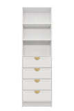 NNEDSZ MALMO 3 SHELF 4 DRAWER WALK IN WARDROBE  - WHITE - HAMPTONS - HALF MOON BRASS