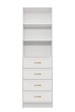 NNEDSZ MALMO 3 SHELF 4 DRAWER WALK IN WARDROBE  - WHITE - HAMPTONS - OVAL BRASS