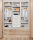 NNEDSZ MALMO 3 SHELF 4 DRAWER WALK IN WARDROBE  - WHITE - HAMPTONS - OVAL BRASS