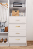 NNEDSZ MALMO 3 SHELF 4 DRAWER WALK IN WARDROBE  - WHITE - HAMPTONS - OVAL BRASS