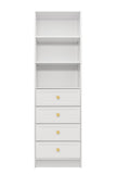 NNEDSZ MALMO 3 SHELF 4 DRAWER WALK IN WARDROBE  - WHITE - HAMPTONS - ROUND BRASS