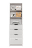 NNEDSZ MALMO 3 SHELF 4 DRAWER WALK IN WARDROBE  - WHITE - SLIM - PULL BLACK
