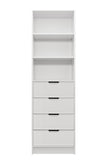 NNEDSZ MALMO 3 SHELF 4 DRAWER WALK IN WARDROBE  - WHITE - SLIM - PULL BLACK