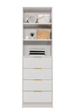 NNEDSZ MALMO 3 SHELF 4 DRAWER WALK IN WARDROBE  - WHITE - SLIM - PULL BRASS