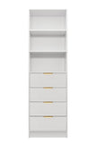 NNEDSZ MALMO 3 SHELF 4 DRAWER WALK IN WARDROBE  - WHITE - SLIM - PULL BRASS