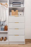 NNEDSZ MALMO 3 SHELF 4 DRAWER WALK IN WARDROBE  - WHITE - SLIM - PULL BRASS