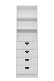 NNEDSZ MALMO 3 SHELF 4 DRAWER WALK IN WARDROBE  - WHITE - SLIM - HALF MOON BLACK