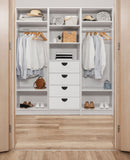 NNEDSZ MALMO 3 SHELF 4 DRAWER WALK IN WARDROBE  - WHITE - SLIM - HALF MOON BLACK