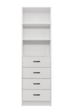 NNEDSZ MALMO 3 SHELF 4 DRAWER WALK IN WARDROBE  - WHITE - SLIM - OVAL BLACK